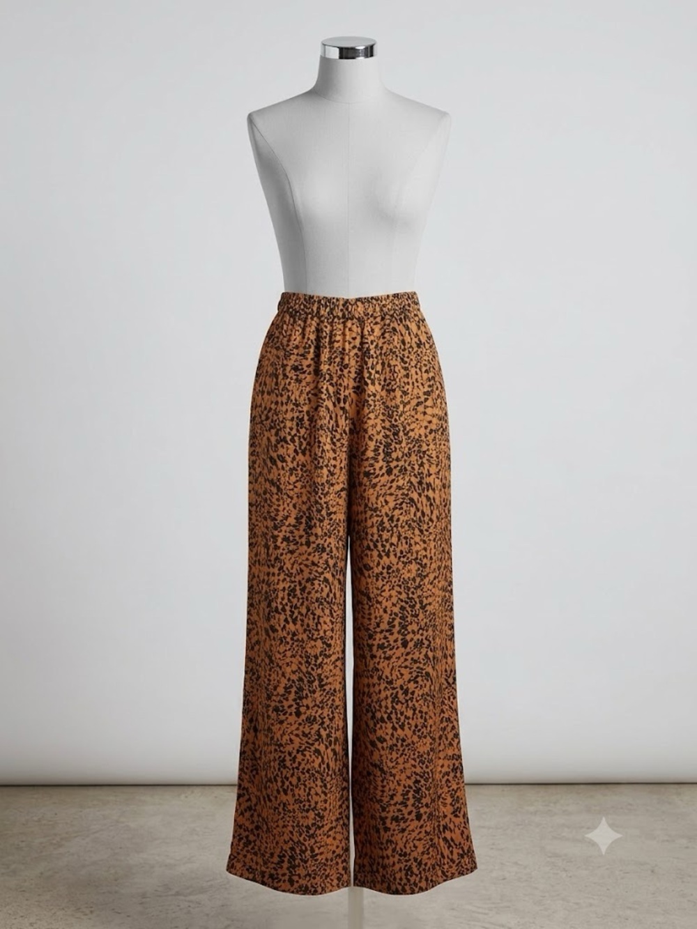 Printed Wide-Leg Open Edit Pants in Brown Speckle
